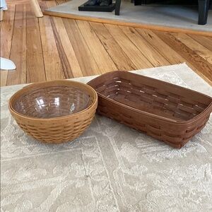Longaberger Brown Woven Baskets 2 pieces!!